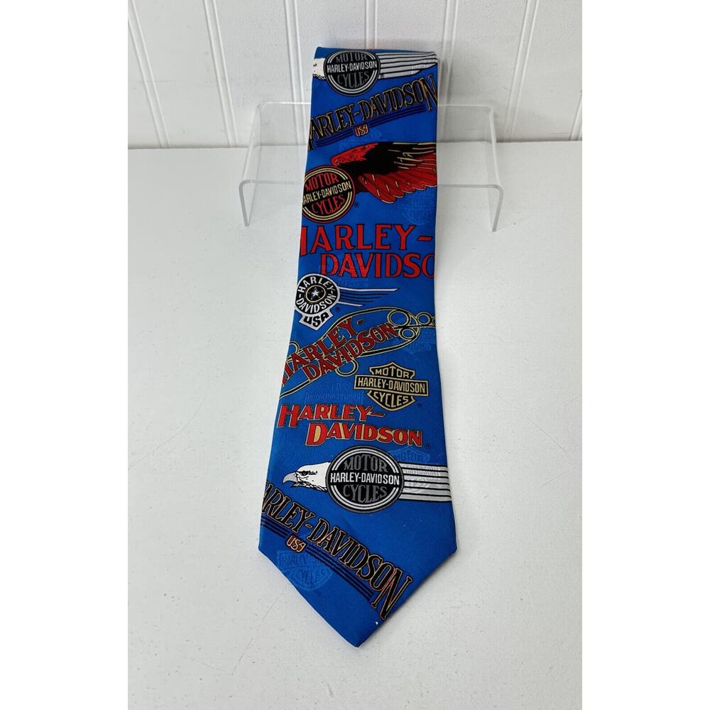 Harley Davidson Tie Vintage RM Style Motorcycles 100% Silk Necktie Biker